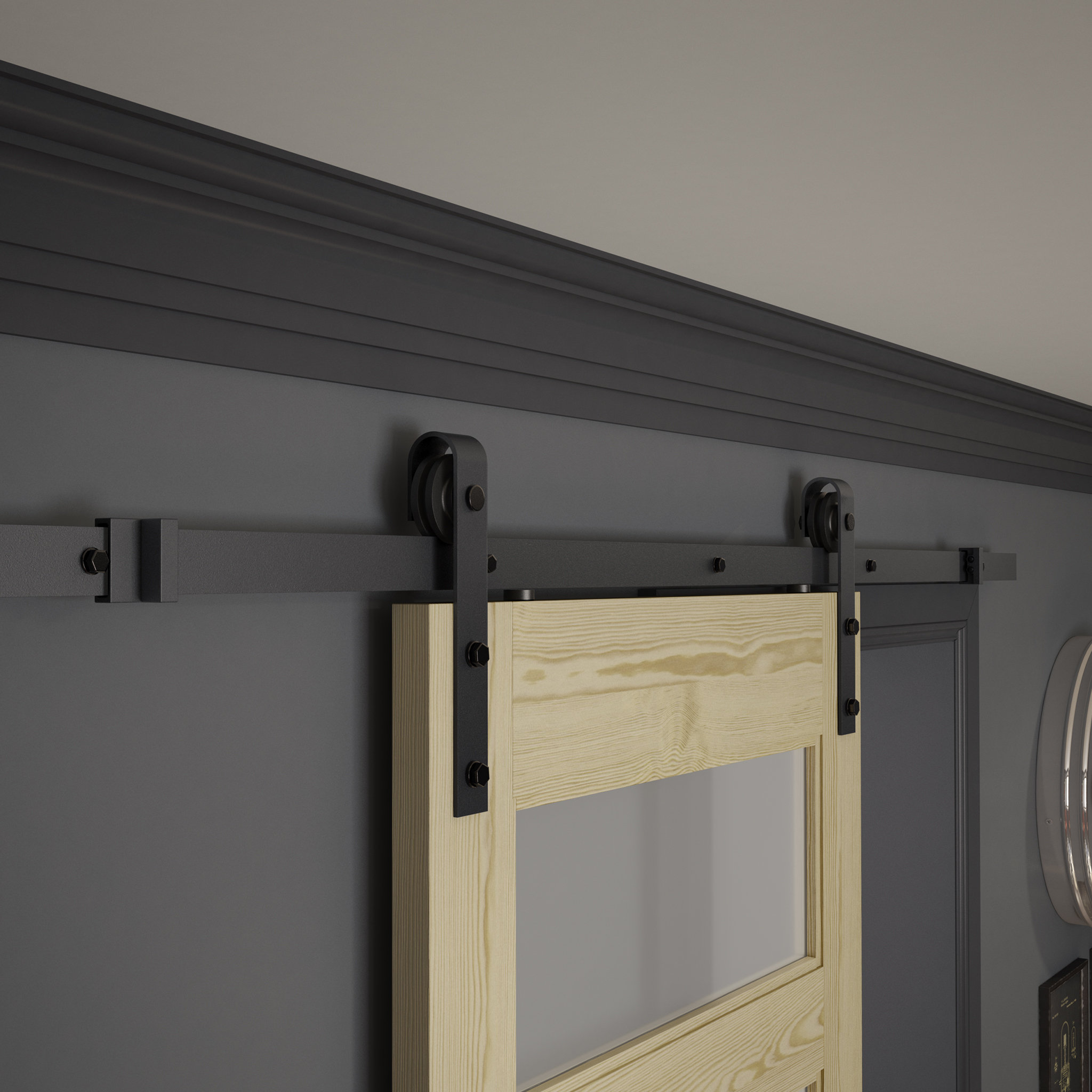 Renin Steel Standard Single Track Barn Door Hardware Kit Wayfair