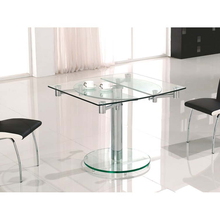 small extendable glass dining table