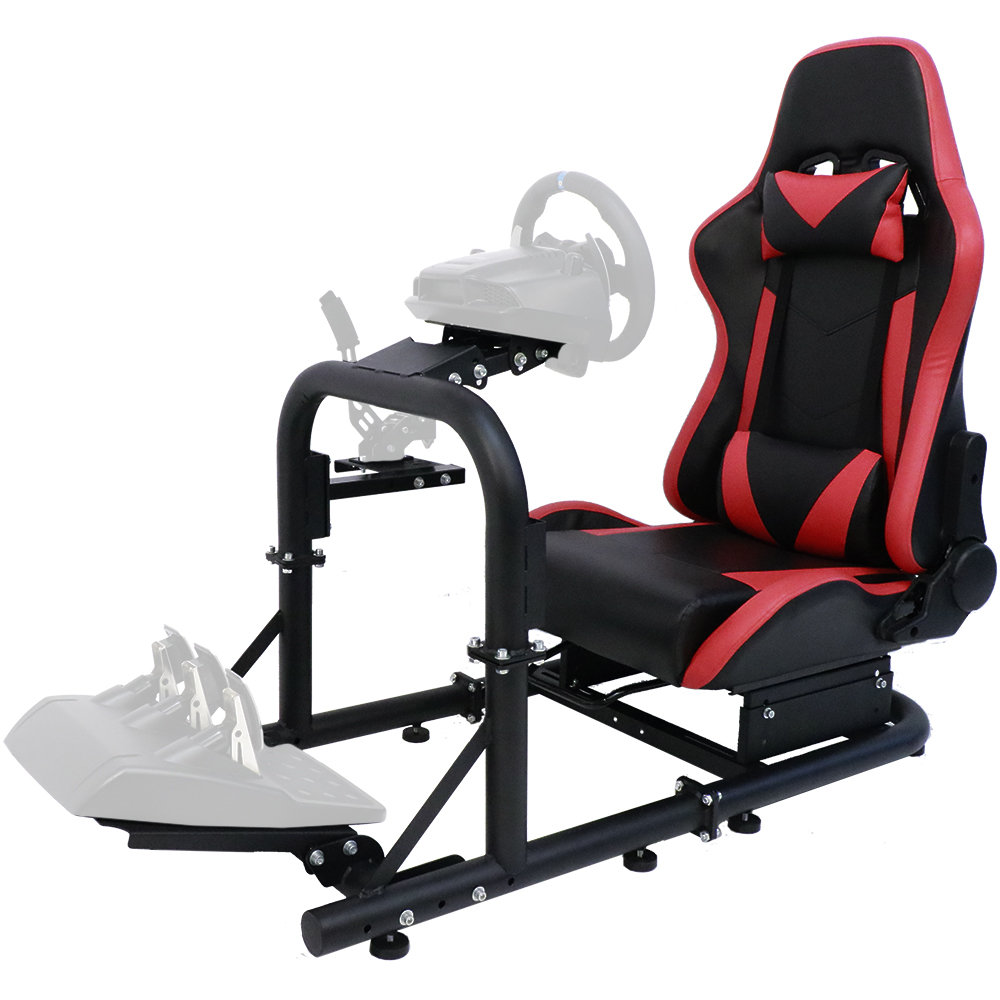 Anman Racing Simulator Cockpit With Red Racing Seat Fits Logitech  G27/G29/G920/G923 Thrustmaster Fanatec Adjustable Steering Wheel And Pedal  Racing