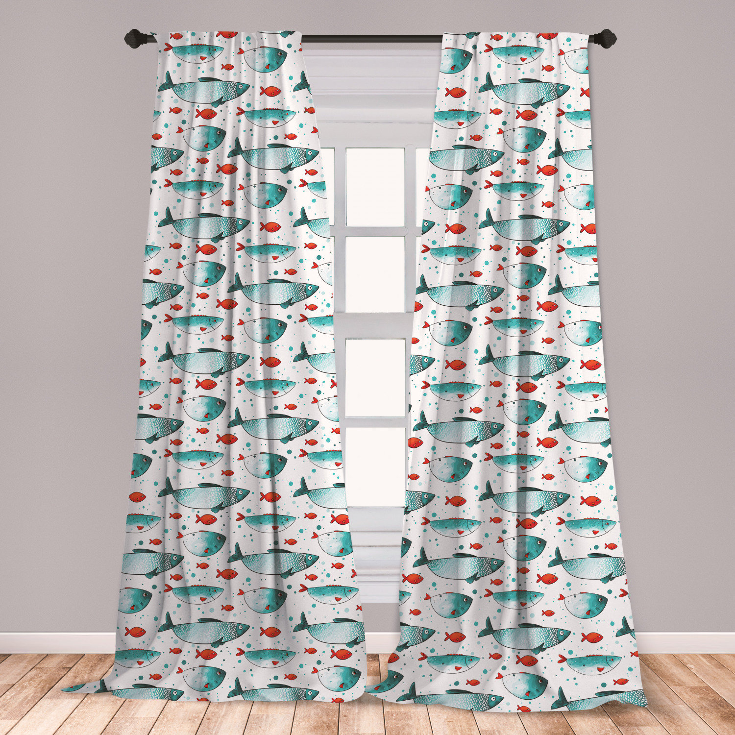 East Urban Home Fish Geometric Room Darkening Rod Pocket Curtain Panels Wayfair