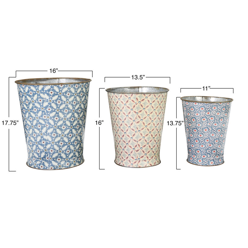 Bungalow Rose Large Decorative 3 Piece Metal Bucket Set Wayfair