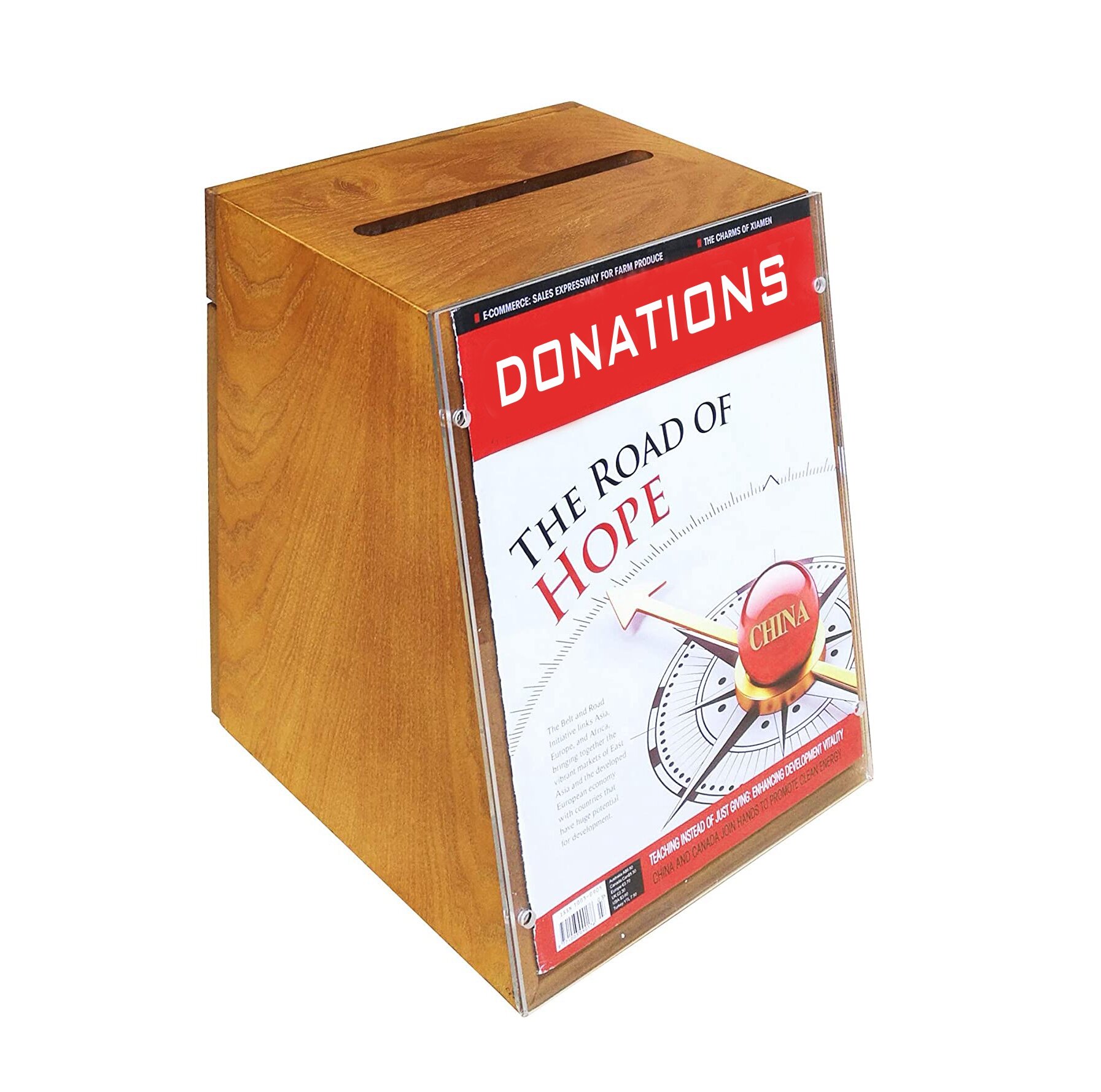 Fixturedisplays® Donation Box Tithing Box Suggestion Ballot Box  Fund-Raising Box With 8.5X11