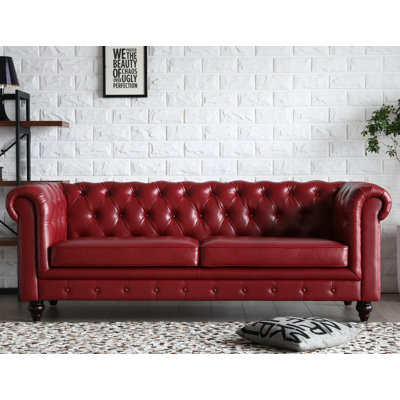Muncy Chesterfield Sofa Williston Forge Upholstery Color Wine Red