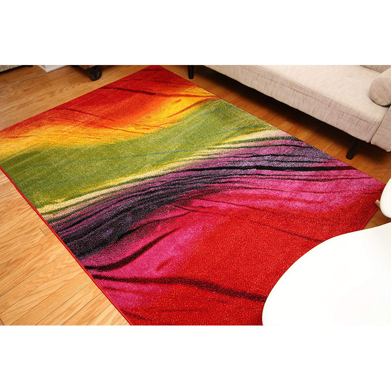 Ebern Designs Witsham Power Loom Green Red Rug Wayfair