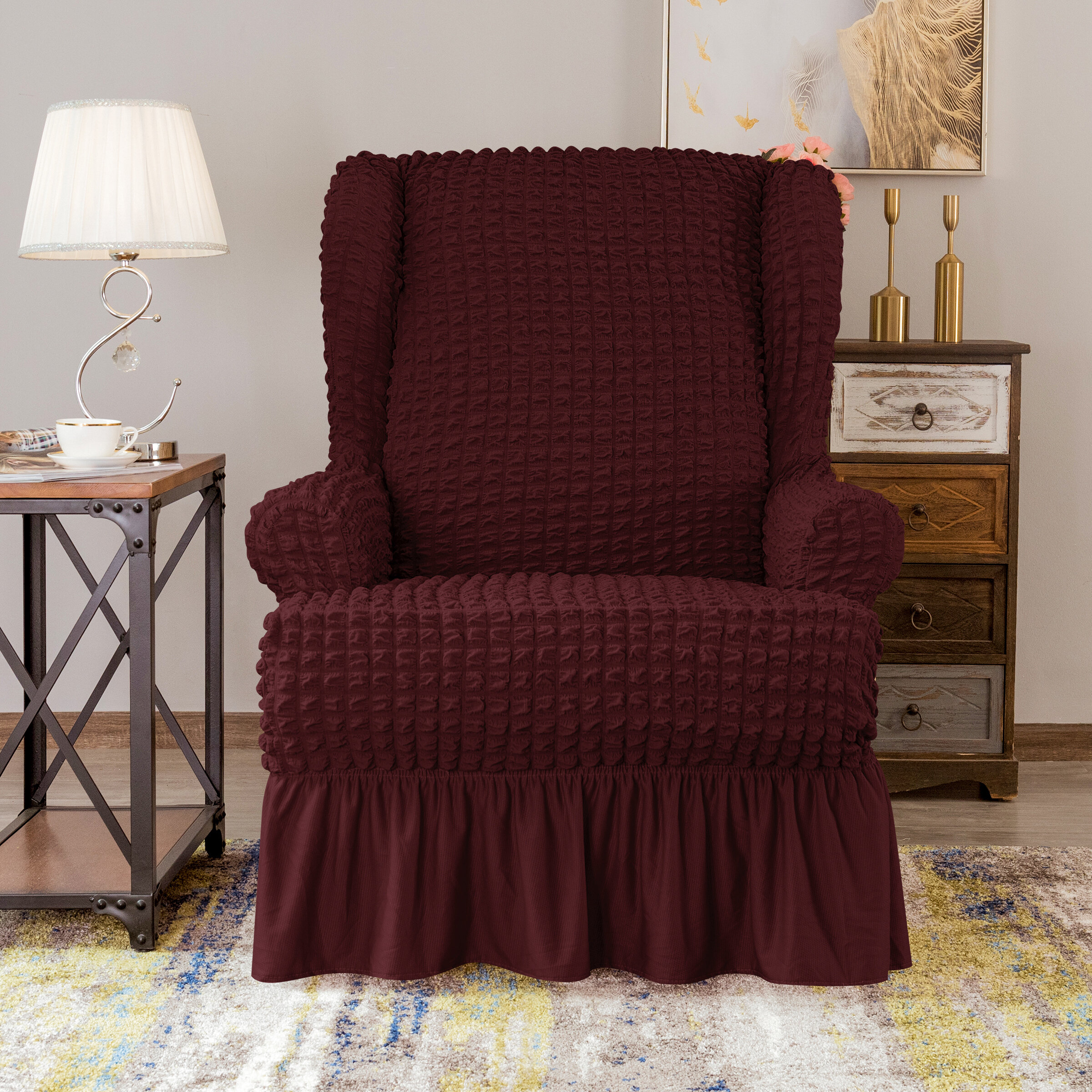 skirted wing chair slipcover