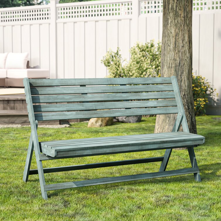 blue wooden garden bench