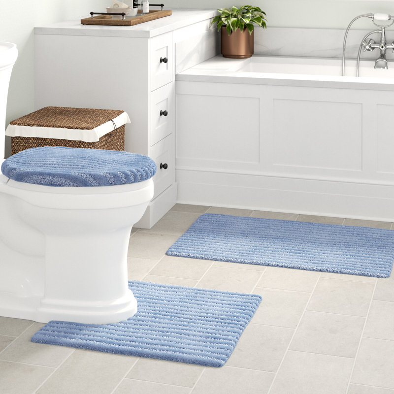 Three Posts Lucille Multiple Nylon Non Slip Striped 3 Piece Bath Rug Set Wayfair