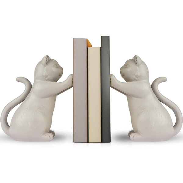 Caterpillar Crane Decorative Bookends for Shelves Wooden Book Ends Organizer Print Bookend Supports Pair