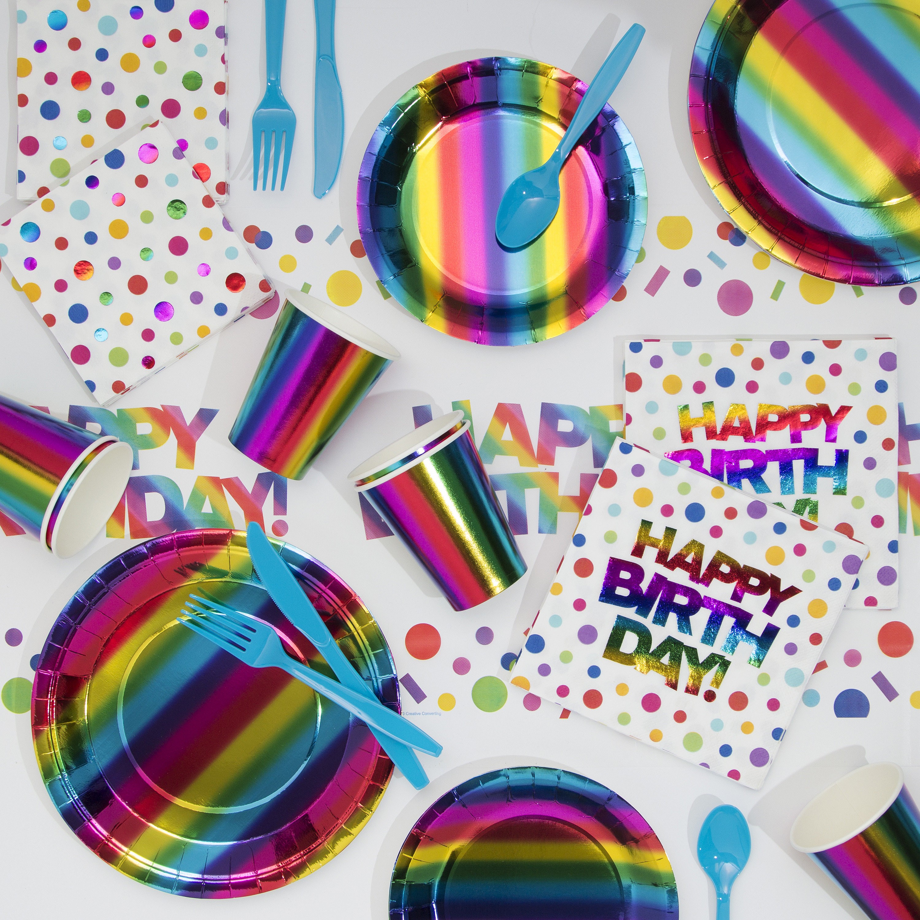 Creative Converting Rainbow Foil Birthday Paper Plastic Party Supplies Kit Wayfair Ca