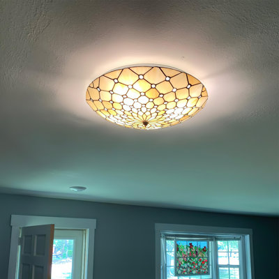 4-Light 19.7" Tiffany Stained Glass Ceiling Flush Mount Light