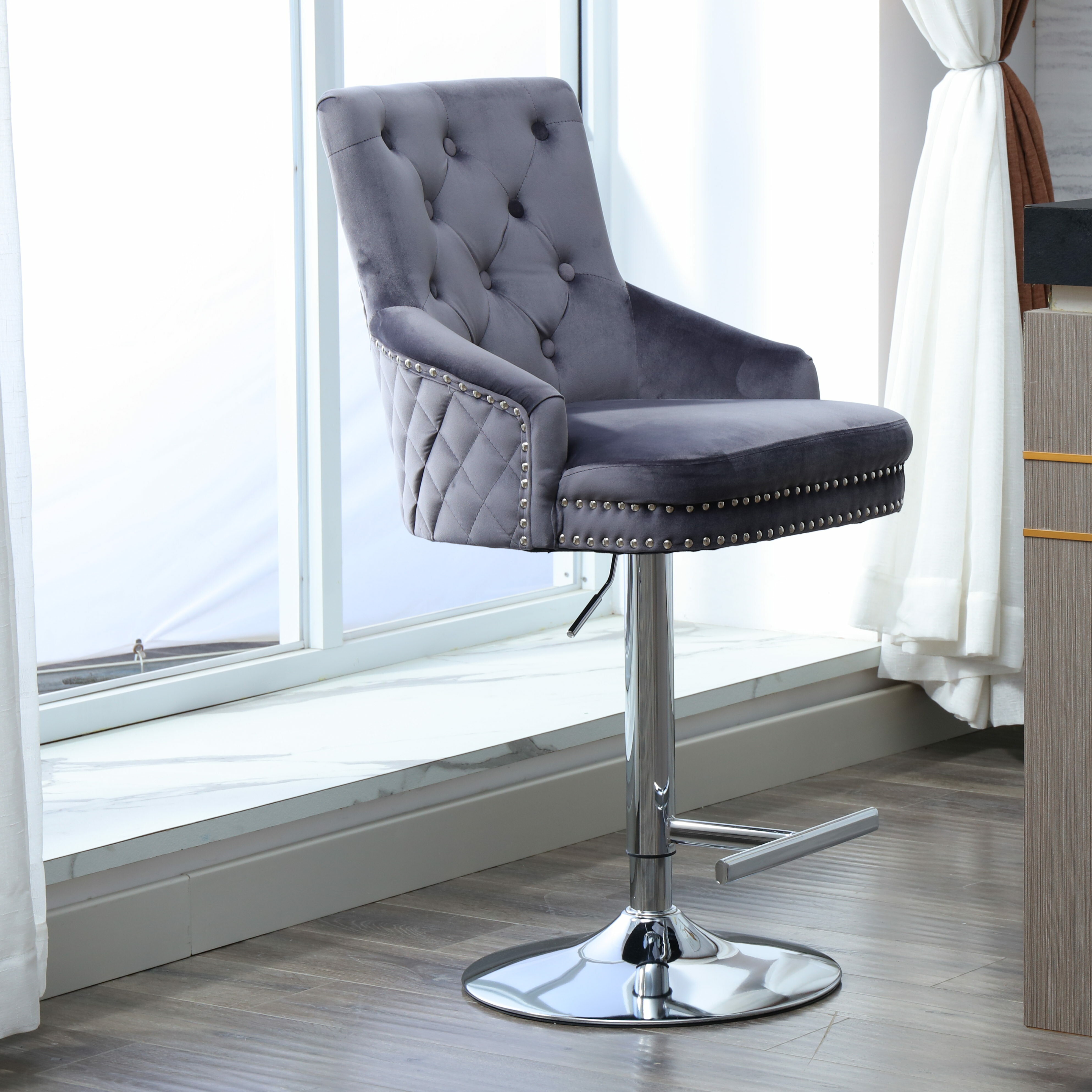 adjustable fabric bar stools