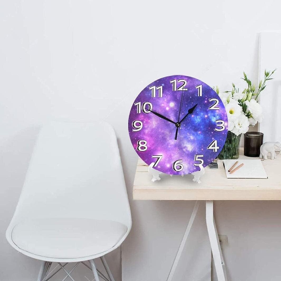 Color : White Anti-Fog Glass Mute Living Room Arabian Restaurant Digital Art Clock Butterfly Wooden Wall Clock 