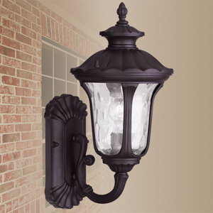 Gurnee Clear Water Glass 1-Light Outdoor Sconce