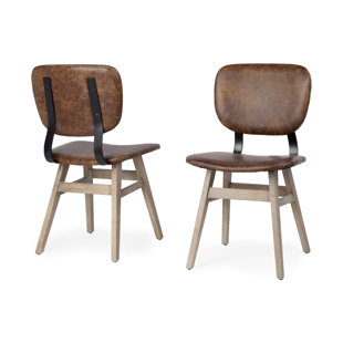 Bagwell Genuine Leather Upholstered Dining Chair (Set Of 2) by Foundry Select Best