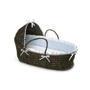 Hooded Moses Basket with Gingham Bedding