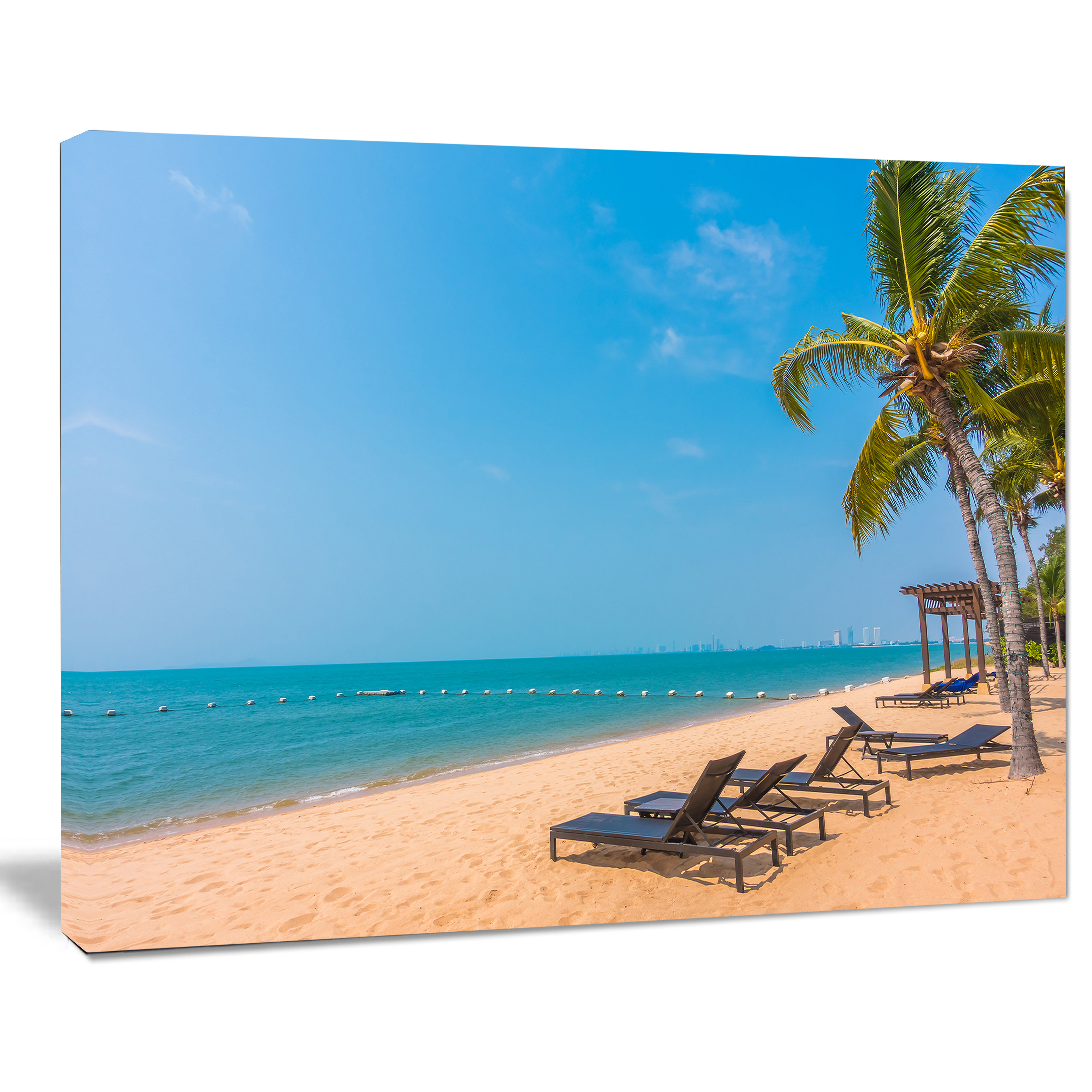 BEACH CANVAS ART PRINT SUNSET PALM TREE SEASCAPE A1