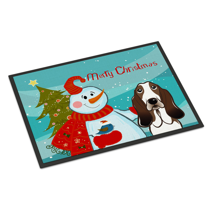 Caroline S Treasures Snowman With Basset Hound Non Slip Outdoor Door Mat Wayfair