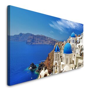 Bild auf Leinwand Santorini Oia Abenddorfinsel Griechenland Wandbild Poster Lei