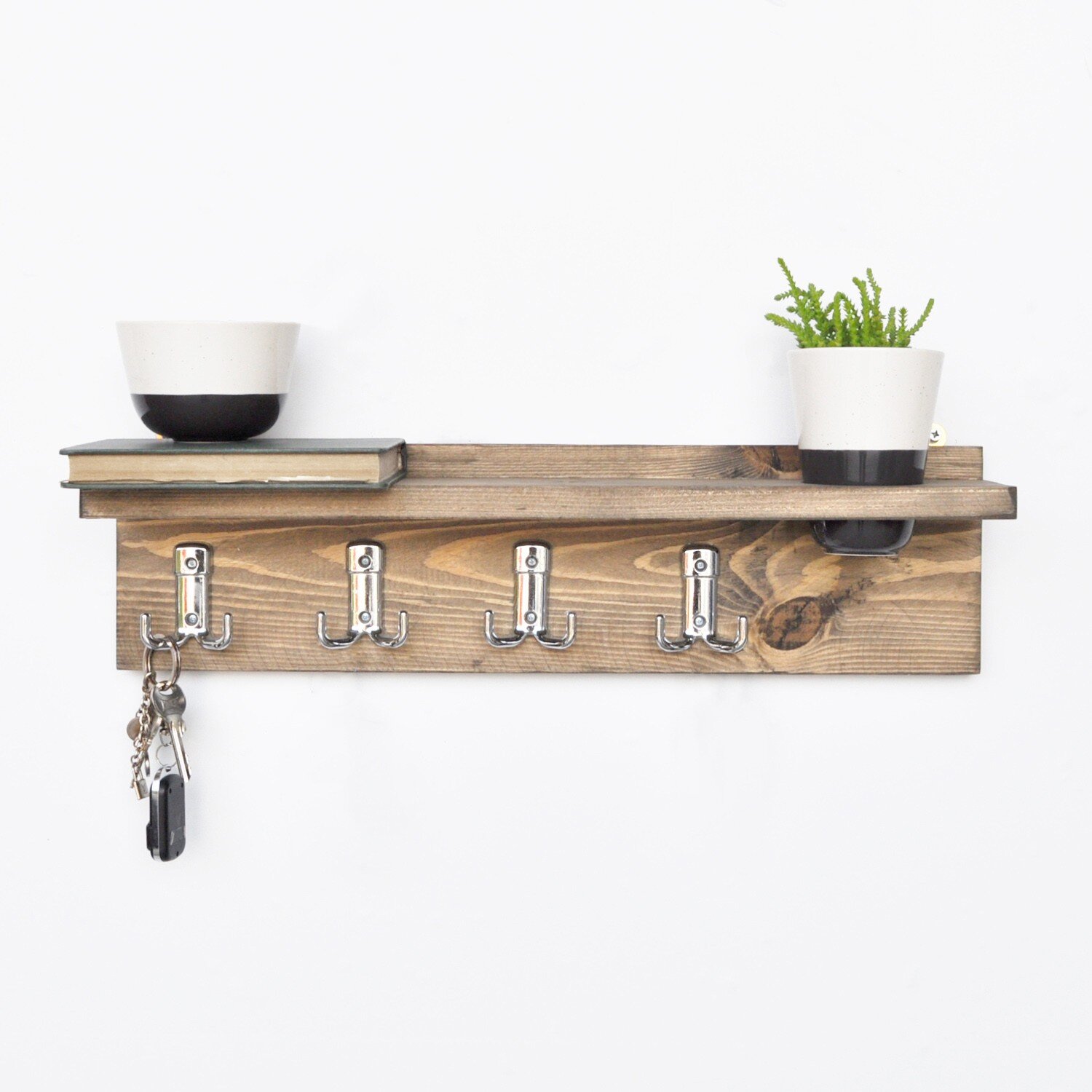 East Urban Home Salma Solid Wood Floating Shelf with Adjustable Shelves ...