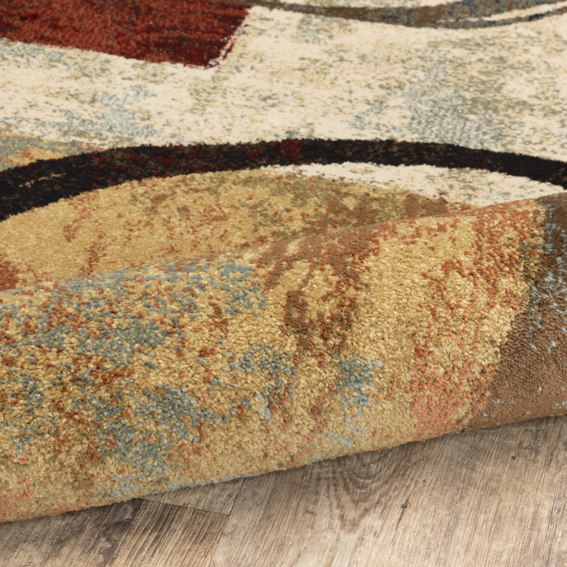 Winston Porter Shankle Abstract Brown Black Rusty Red Area Rug