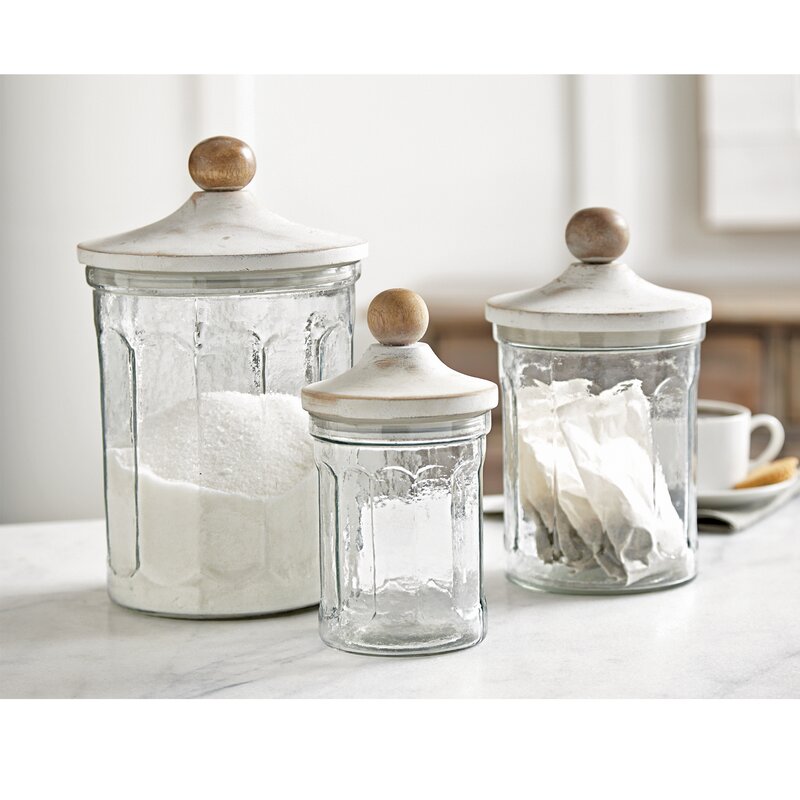 Mud Pie™ Clear Glass 3 Piece Kitchen Canister Set & Reviews | Wayfair