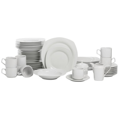 Ten Strawberry Street Simply Square 45 Piece Dinnerware Set, Service for 8 Plus Serveware