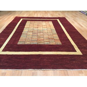 Gabbeh Hand-Knotted Burgundy/Gold Area Rug
