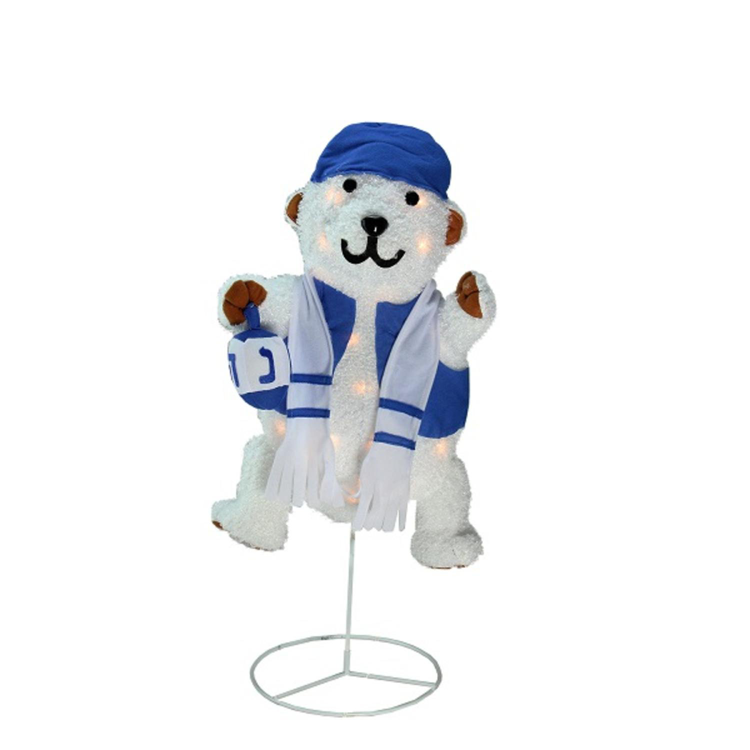 The Holiday Aisle Pre Lit Chenille Bear Hanukkah Yard Art