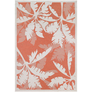 Indoor Rugs For Entryway Wayfair Tomie Coastal Flora Ivory Orange Indoor Outdoor Area Rug