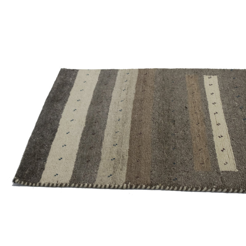 Adminrugs Runner Striped Hand Knotted Wool Brown Beige Area Rug Wayfair