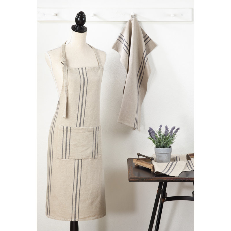 Front Pocket Striped Linen Apron