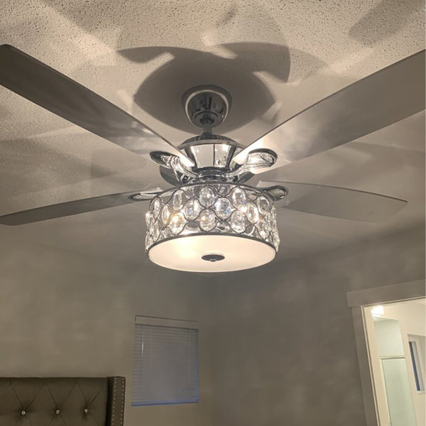 Gold Flamingo 52 Rupert 5 Blade Crystal Ceiling Fan With Remote Control And Light Kit Included Reviews Wayfair