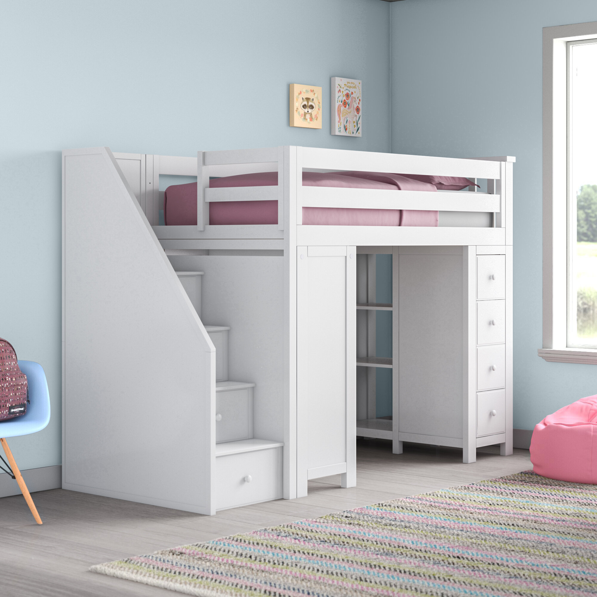 childrens loft bed with stairs