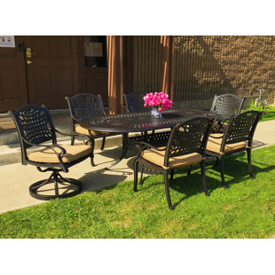 Go to store & view more images Campion 7 Piece Sunbrella Dining Set with Cushions by Fleur De Lis Living
