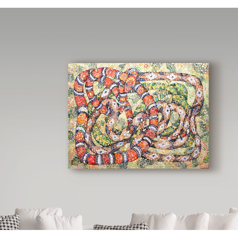 Bay Isle Home Coral Snake Ouroboros Acrylic Painting Print On