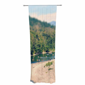 Kess InHouse Nick Nareshni Blue Sky Over The Ocean Teal Coastal Decorative Set 30 x 84 Sheer Curtains