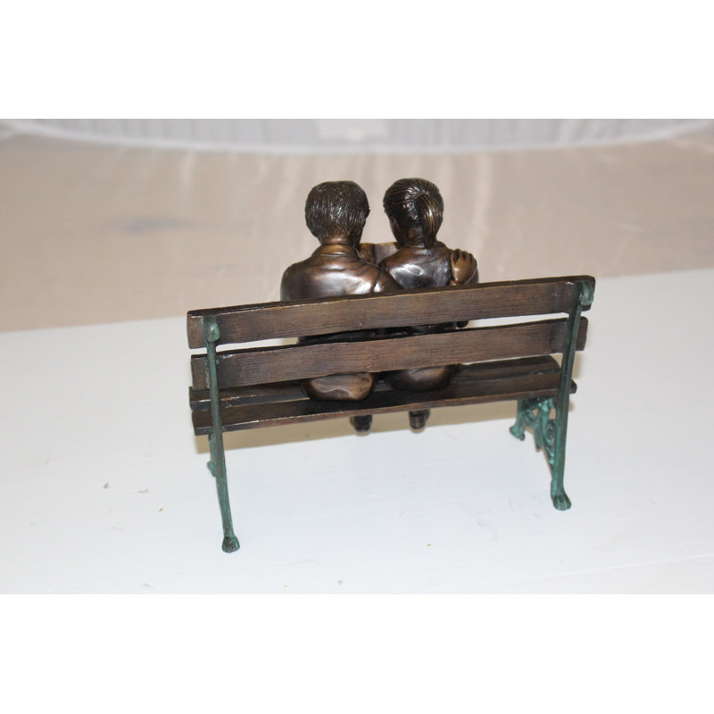 Red Barrel Studio Naiara 2 Kids On Bench Reading A Book Statue Wayfair