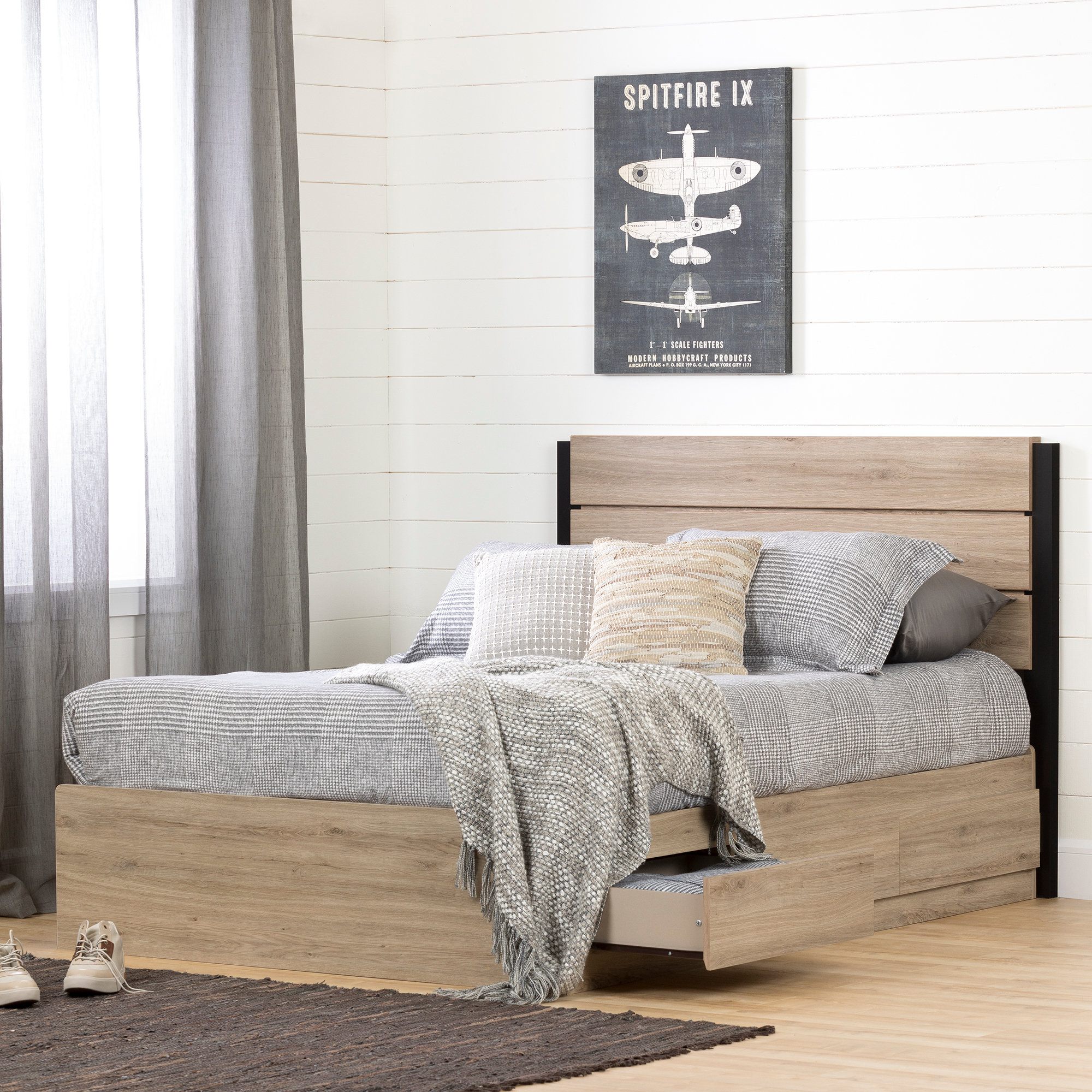 South Shore Induzy Full Mate S And Captain S Bed With Drawers