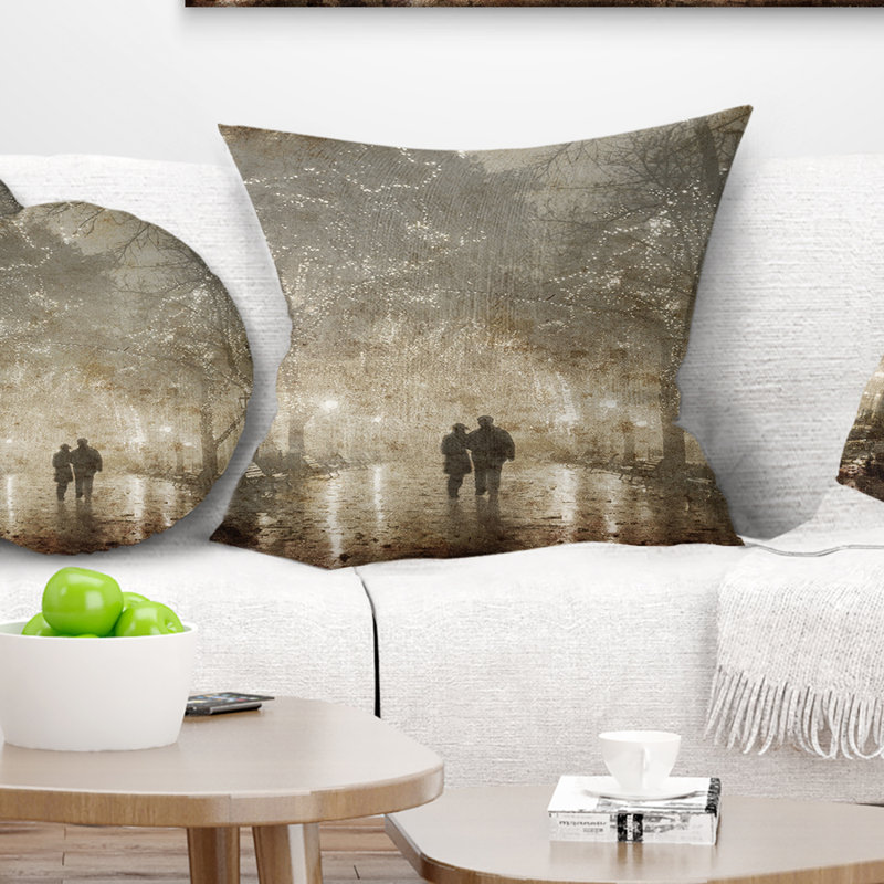 East Urban Home Landscape Couple Walking In Night Lights Throw