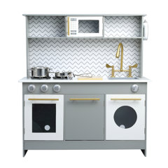 large grey wooden toy kitchen