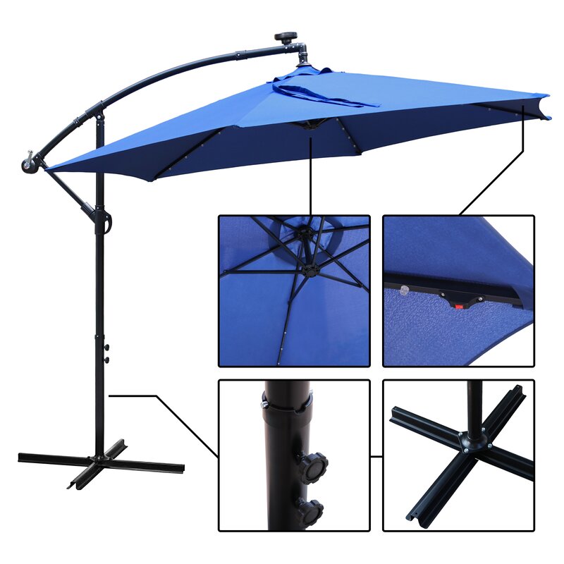 Latitude Run Hanniford 10 Lighted Cantilever Umbrella Reviews Wayfair