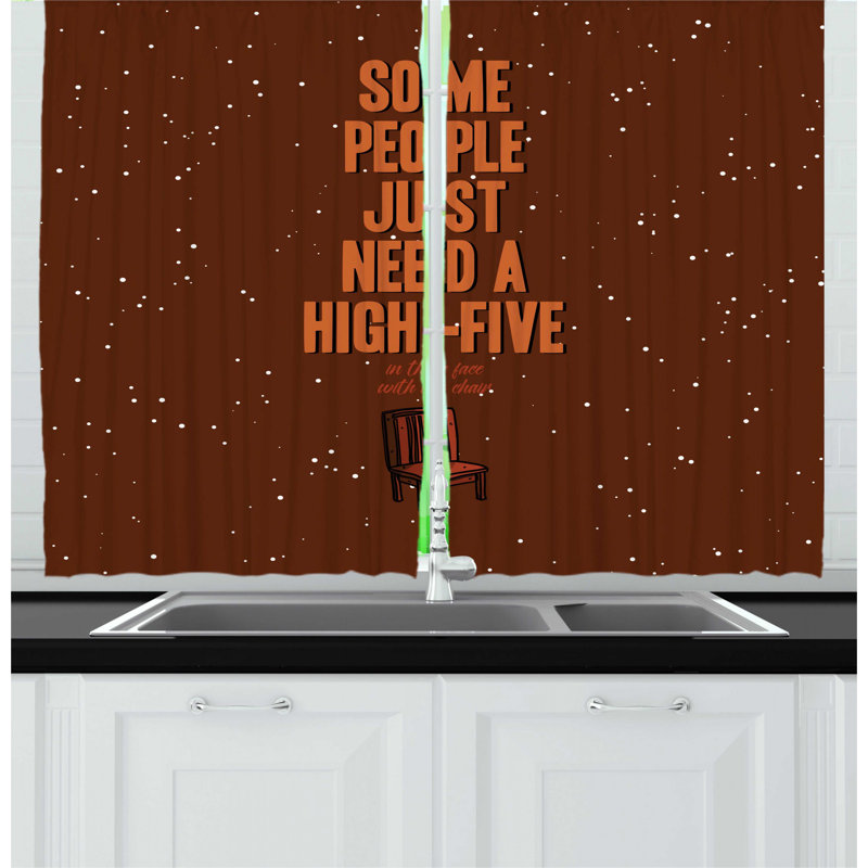 East Urban Home 2 Piece Meme Funny Words Image Some People Just Need A High 5 In The Face With Chair Kitchen Curtain Set Wayfair