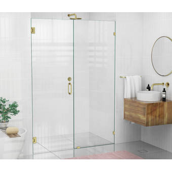Vigo Mosaic 33 75 W X 73 75 H Framed Fixed Glass Shower Panel Reviews Wayfair