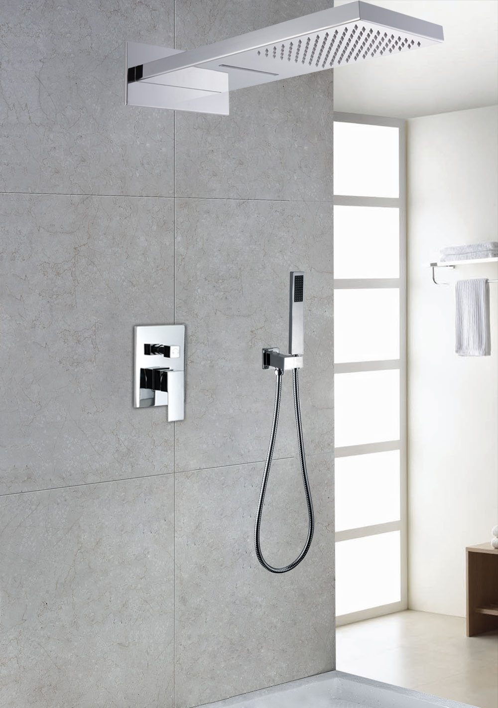 Sumerain Contemporary Modern Volume Control Rain Shower Head S3047cw Contemporary Modern Volume Control Rain Shower Head Complete System