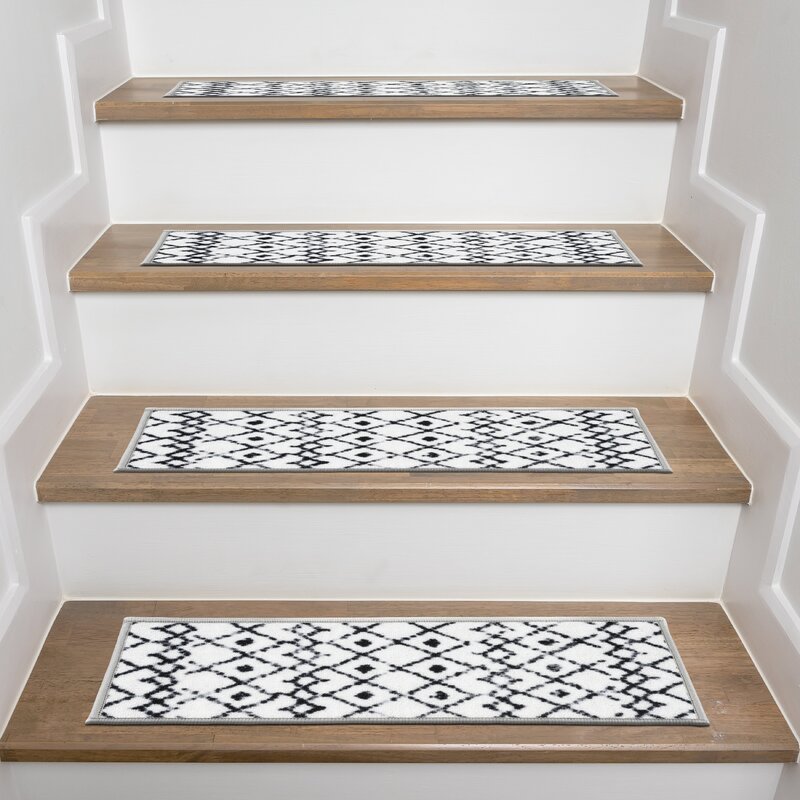 Dakota Fields Modern Boho Design Non-Slip Cream Stair Tread & Reviews ...