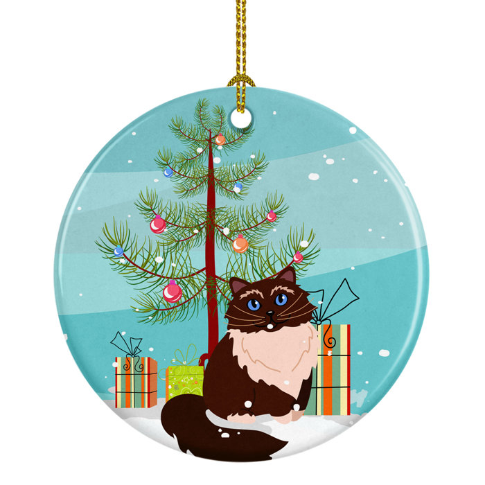 The Holiday Aisle Himalayan Cat Merry Christmas Tree Ceramic