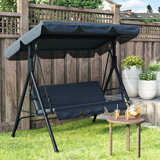 Lesly Fabric Outdoor Canopy Porch Swing with Stand