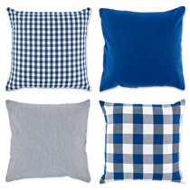 navy blue plaid throw pillows