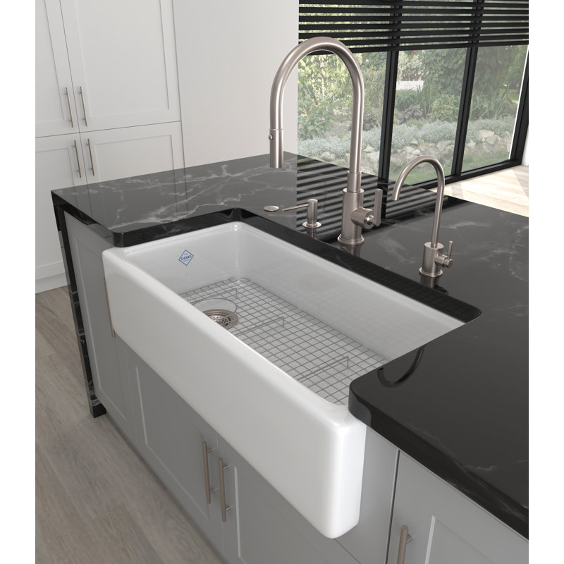 Shaws Fireclay 36 L X 18 W Farmhouse Apron Kitchen Sink Wayfair