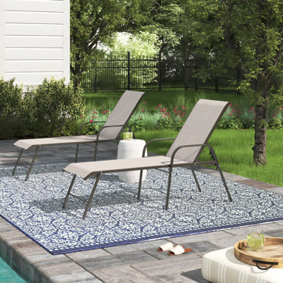 Poultney 60.6'' Long Aluminum Reclining Chaise Lounge Set